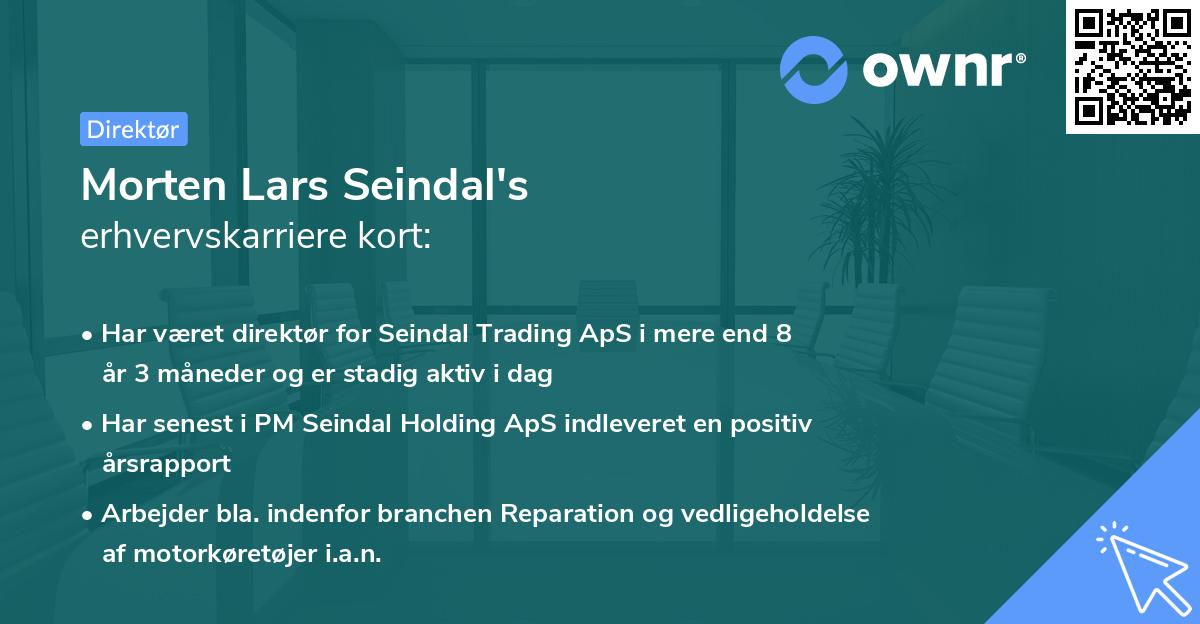 Morten Lars Seindal's erhvervskarriere kort