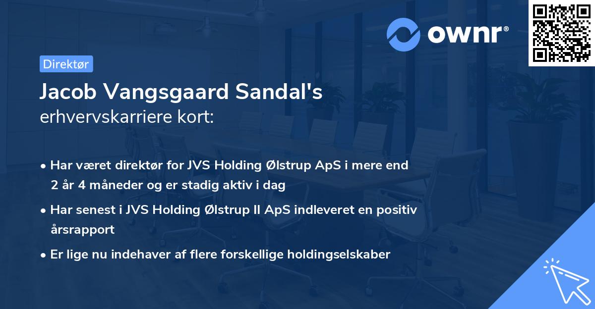 Jacob Vangsgaard Sandal's erhvervskarriere kort