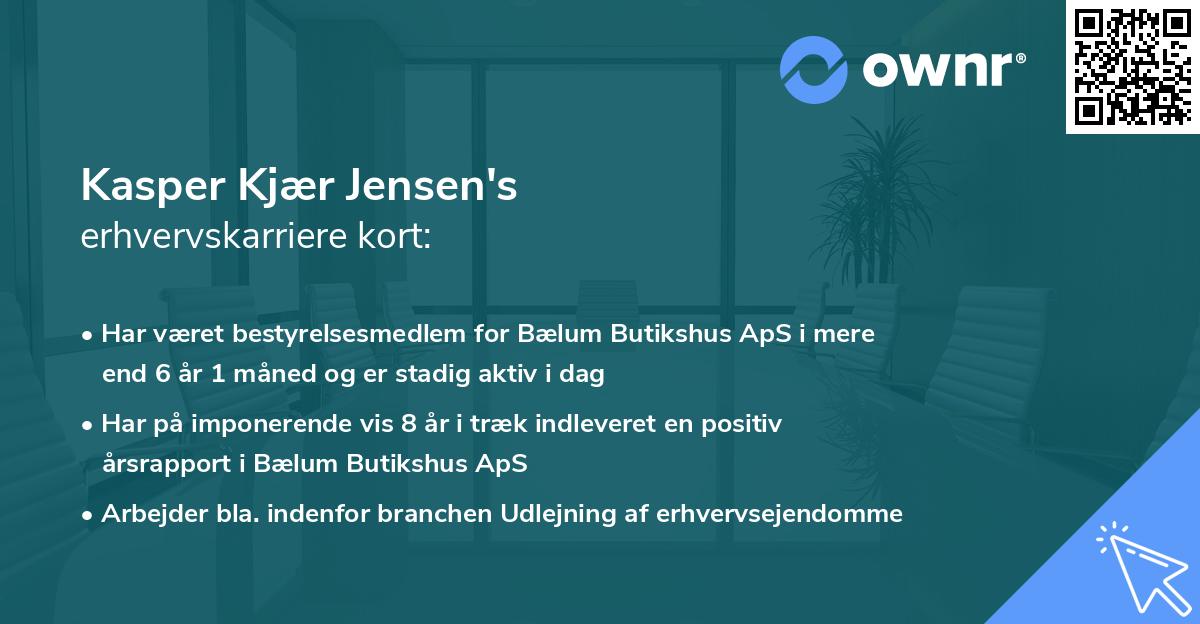 Kasper Kjær Jensen's erhvervskarriere kort