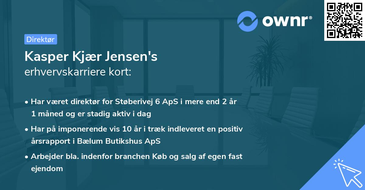 Kasper Kjær Jensen's erhvervskarriere kort