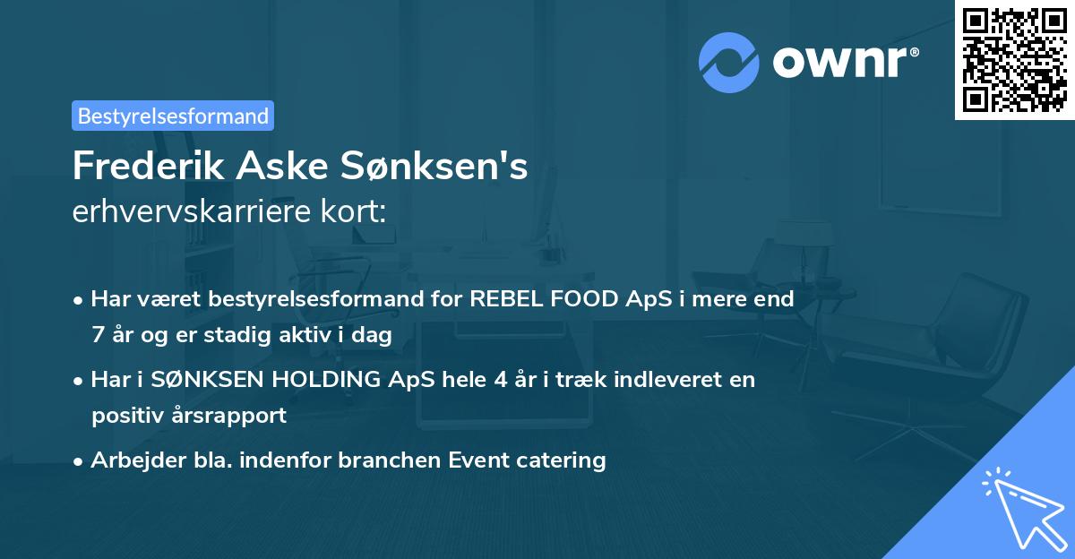 Frederik Aske Sønksen's erhvervskarriere kort