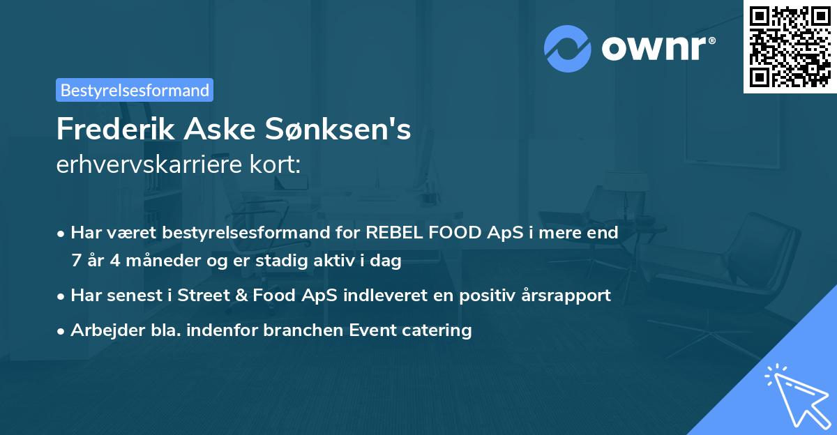 Frederik Aske Sønksen's erhvervskarriere kort