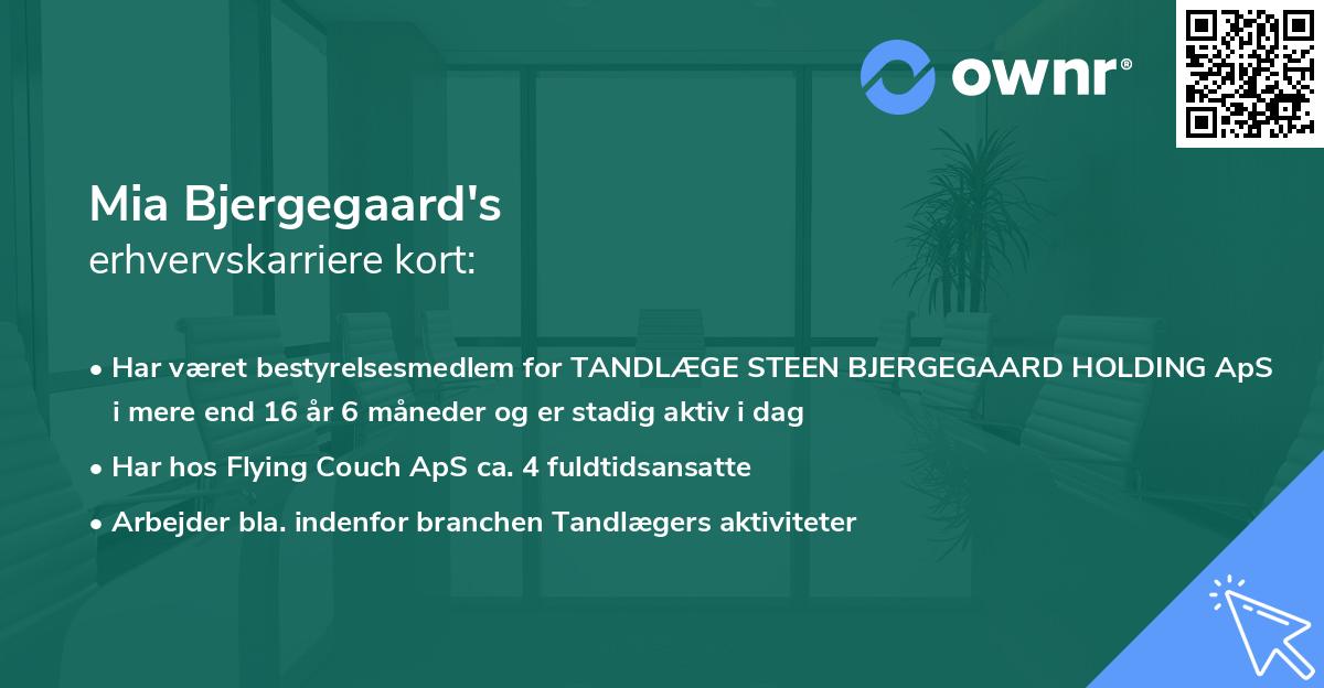 Mia Bjergegaard's erhvervskarriere kort