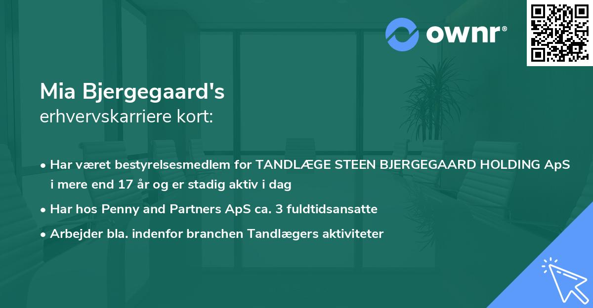 Mia Bjergegaard's erhvervskarriere kort