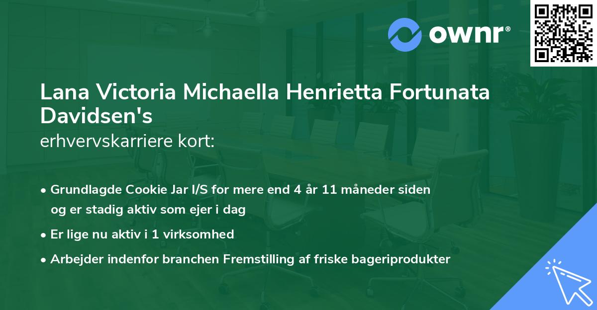 Lana Victoria Michaella Henrietta Fortunata Davidsen's erhvervskarriere kort
