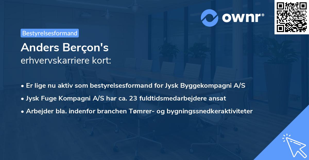 Anders Berçon's erhvervskarriere kort