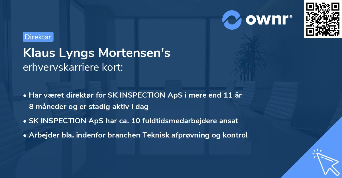Klaus Lyngs Mortensen's erhvervskarriere kort