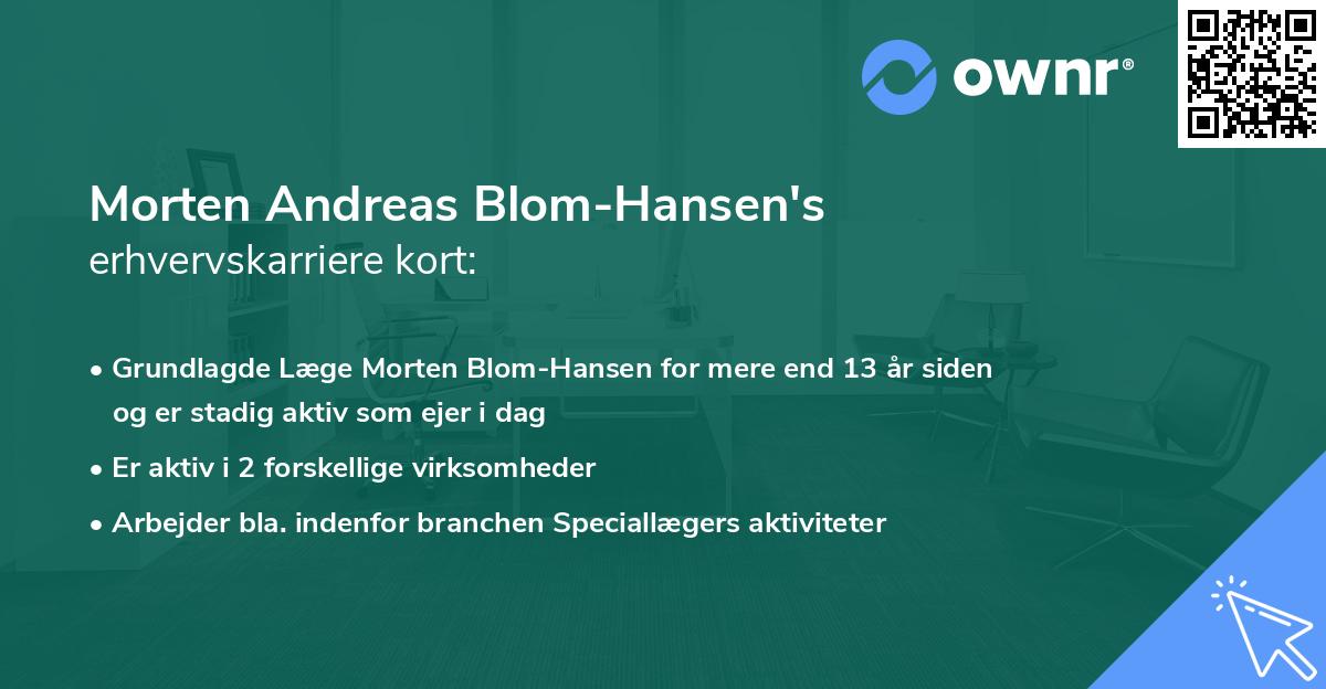 Morten Andreas Blom-Hansen's erhvervskarriere kort