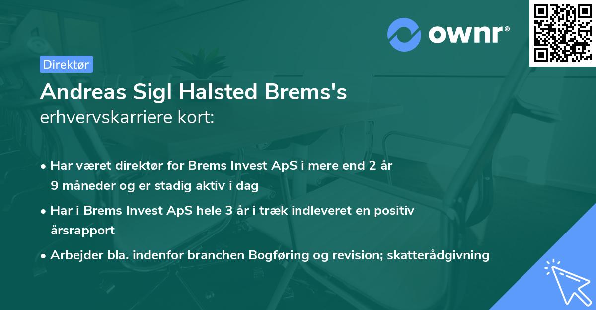 Andreas Sigl Halsted Brems's erhvervskarriere kort