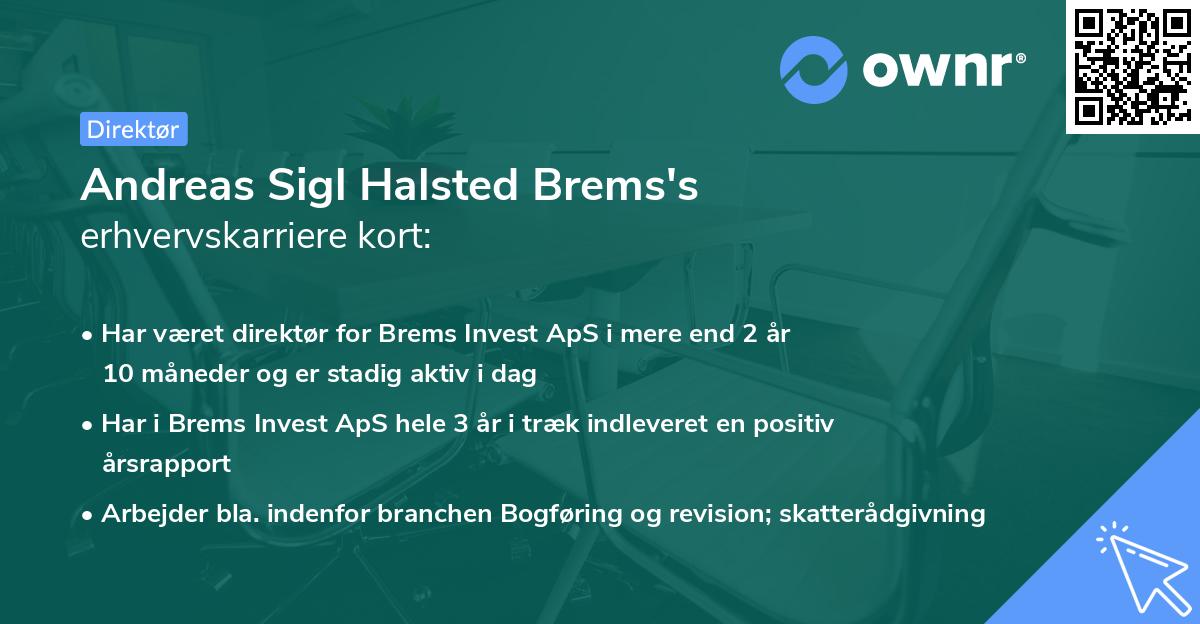 Andreas Sigl Halsted Brems's erhvervskarriere kort