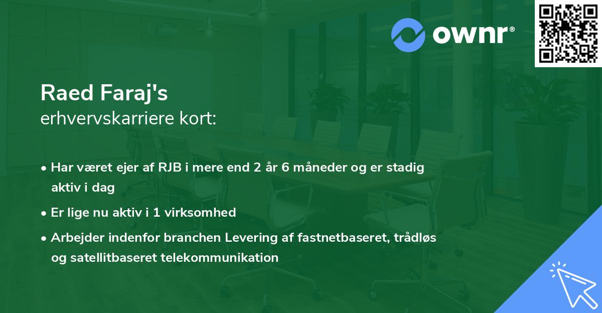 Raed Faraj's erhvervskarriere kort