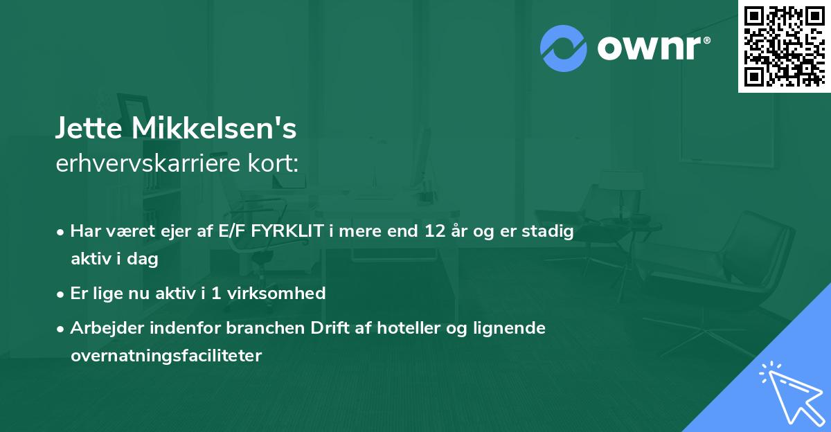 Jette Mikkelsen's erhvervskarriere kort