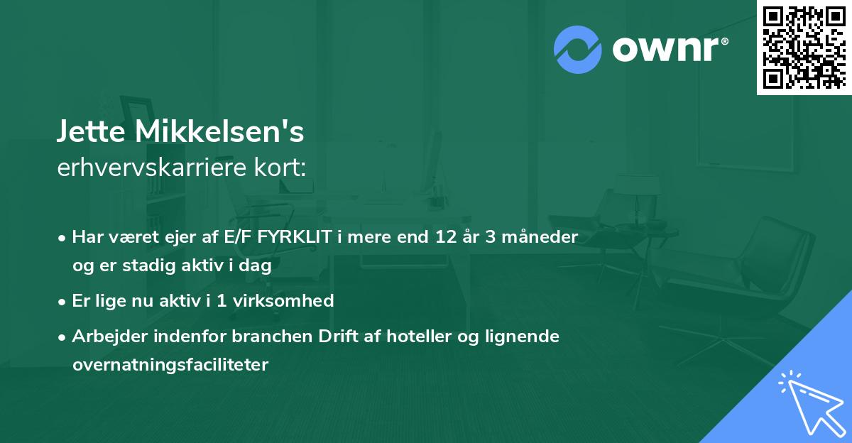 Jette Mikkelsen's erhvervskarriere kort