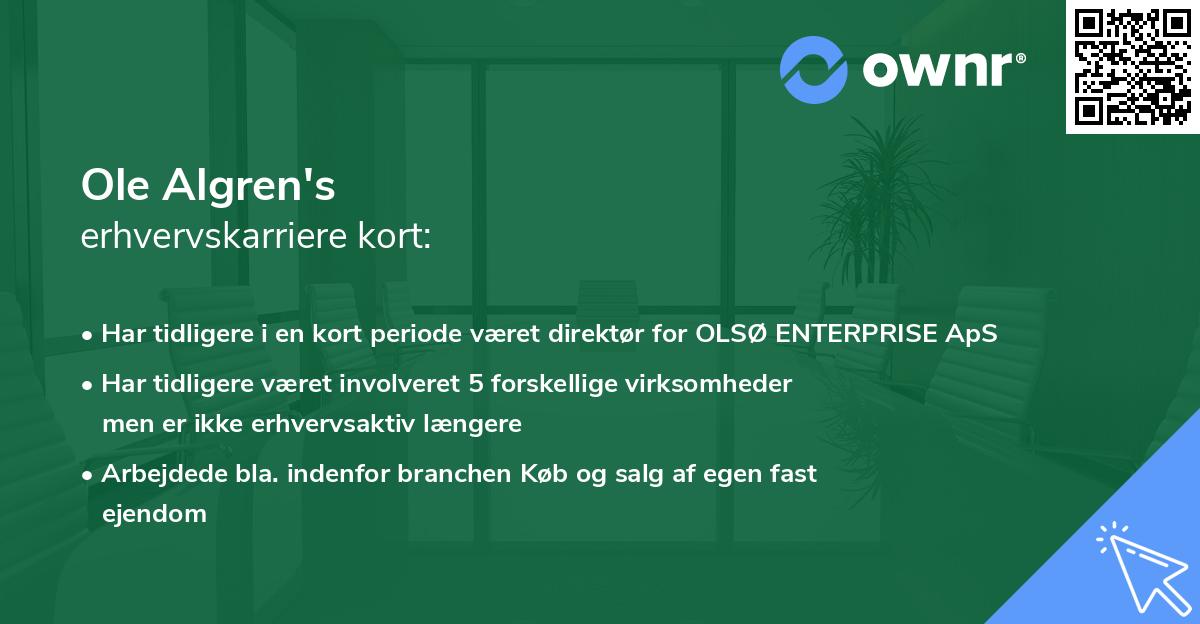 Ole Algren's erhvervskarriere kort