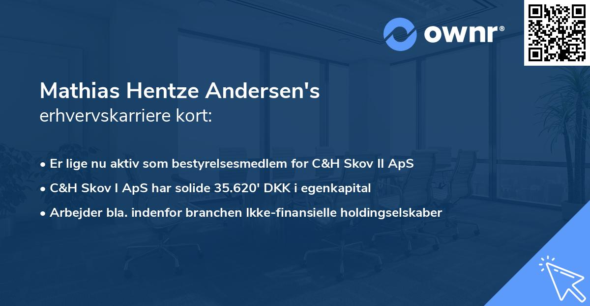 Mathias Hentze Andersen's erhvervskarriere kort