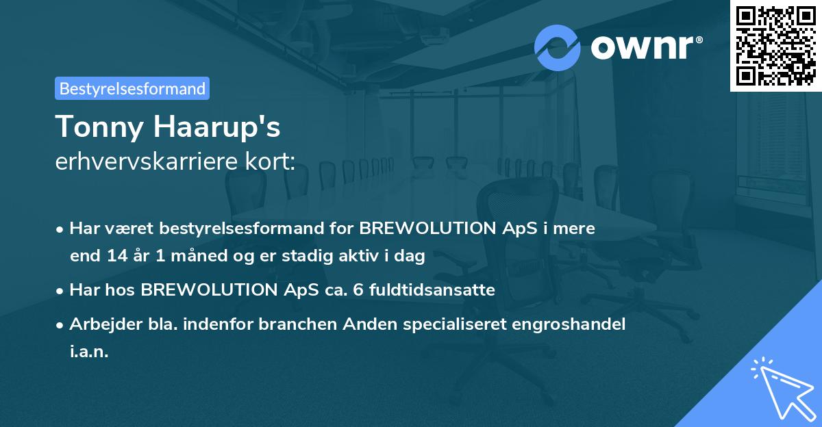 Tonny Haarup's erhvervskarriere kort