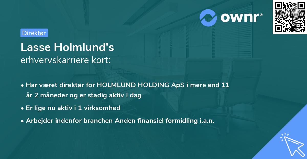 Lasse Holmlund's erhvervskarriere kort