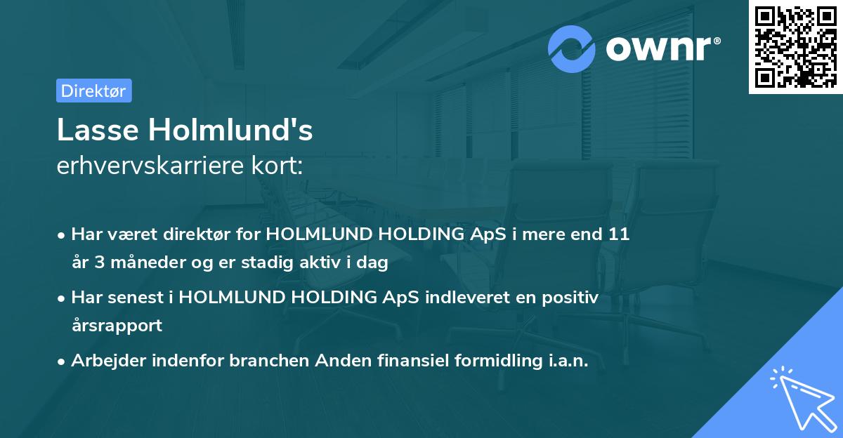 Lasse Holmlund's erhvervskarriere kort