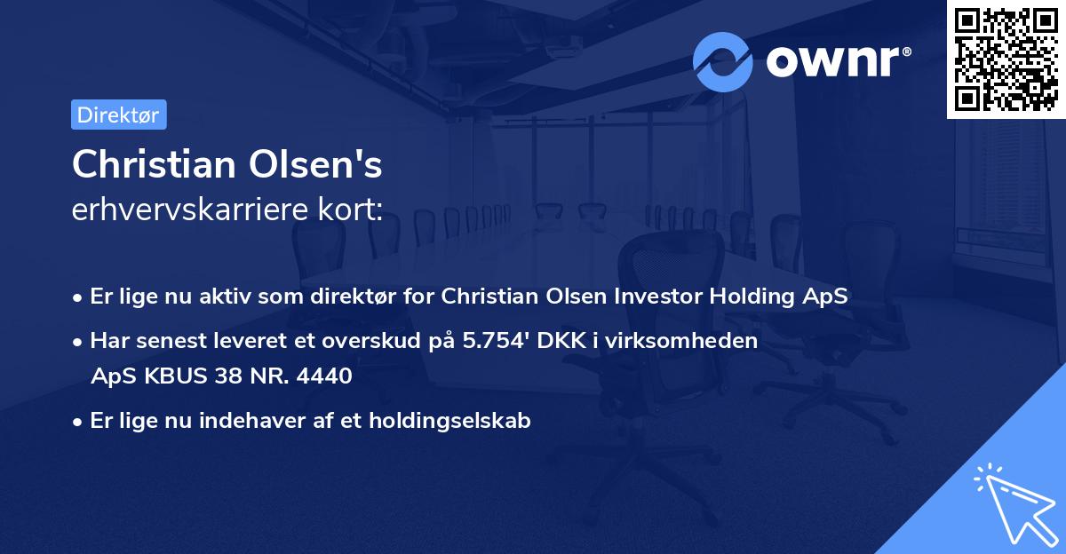 Christian Olsen's erhvervskarriere kort