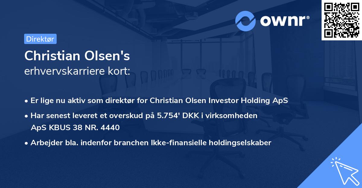 Christian Olsen's erhvervskarriere kort