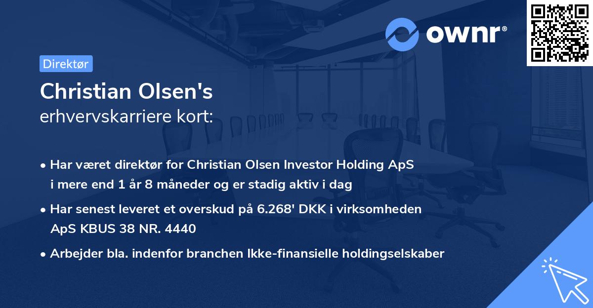 Christian Olsen's erhvervskarriere kort