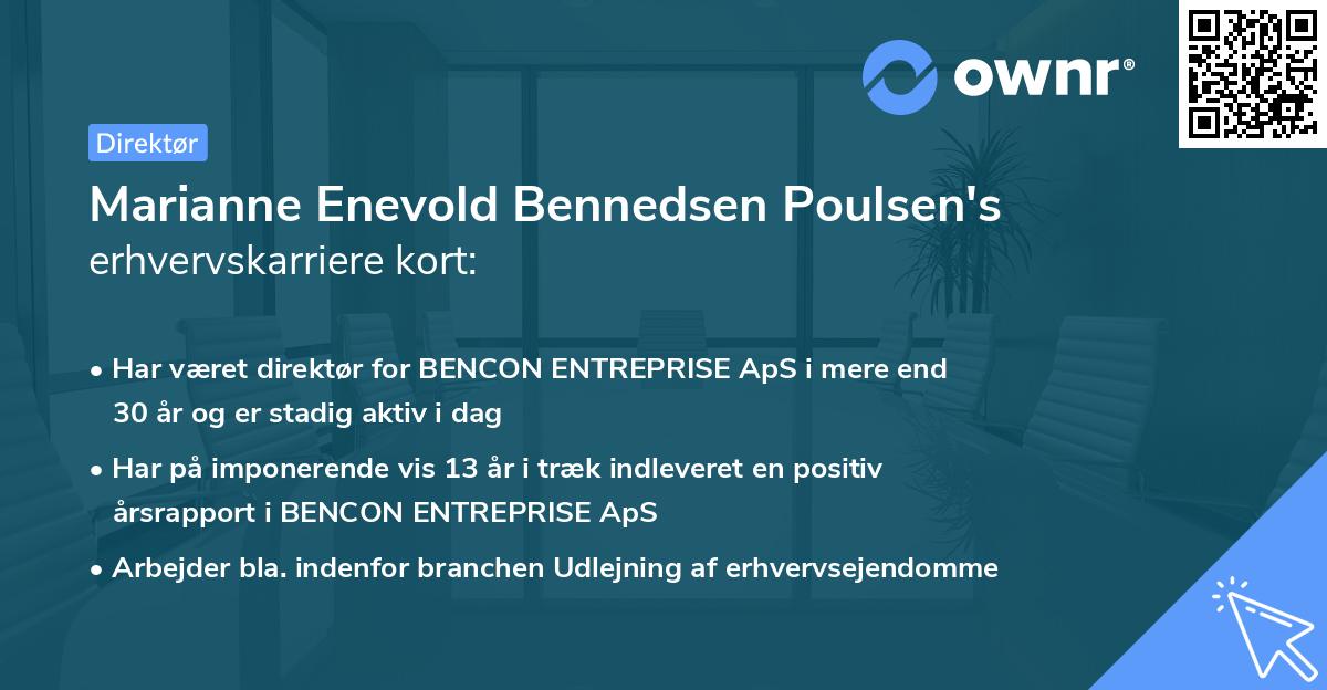 Marianne Enevold Bennedsen Poulsen's erhvervskarriere kort