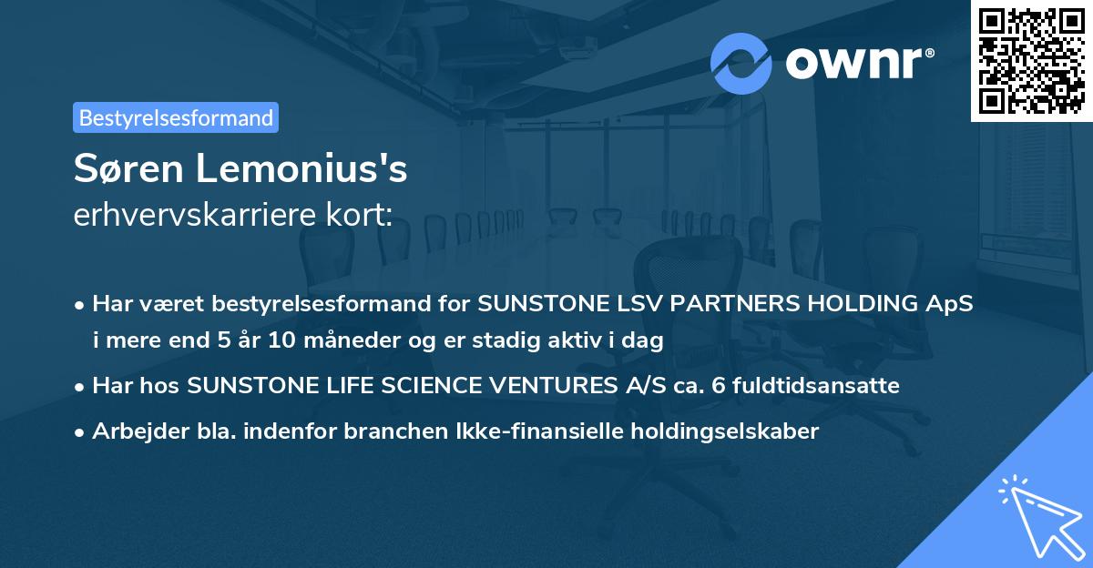 Søren Lemonius's erhvervskarriere kort