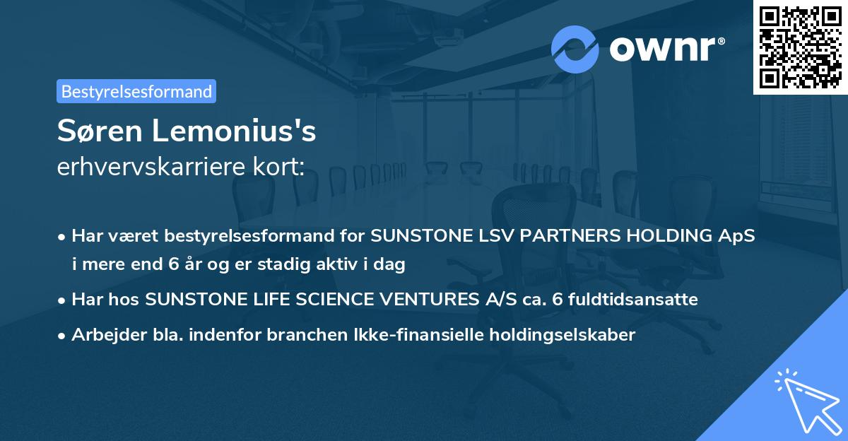 Søren Lemonius's erhvervskarriere kort