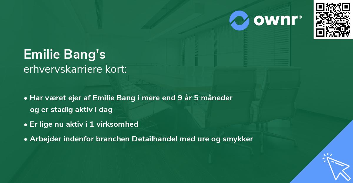 Emilie Bang's erhvervskarriere kort