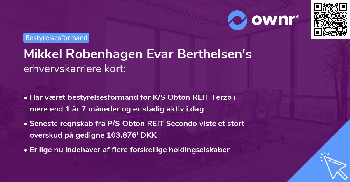 Mikkel Robenhagen Evar Berthelsen's erhvervskarriere kort