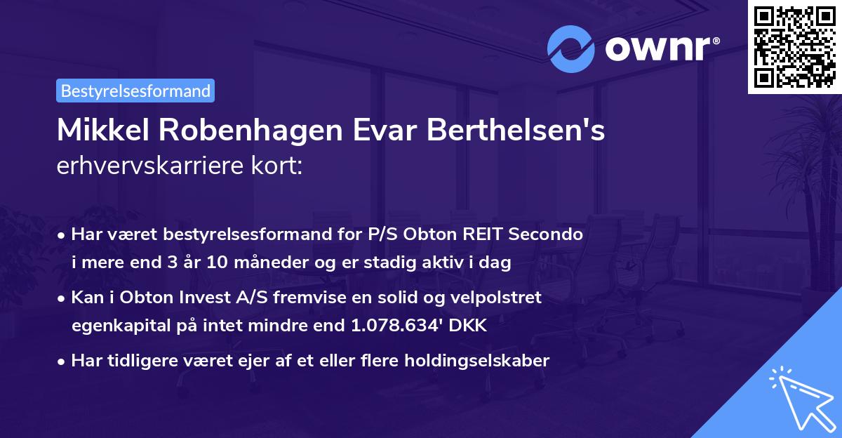 Mikkel Robenhagen Evar Berthelsen's erhvervskarriere kort