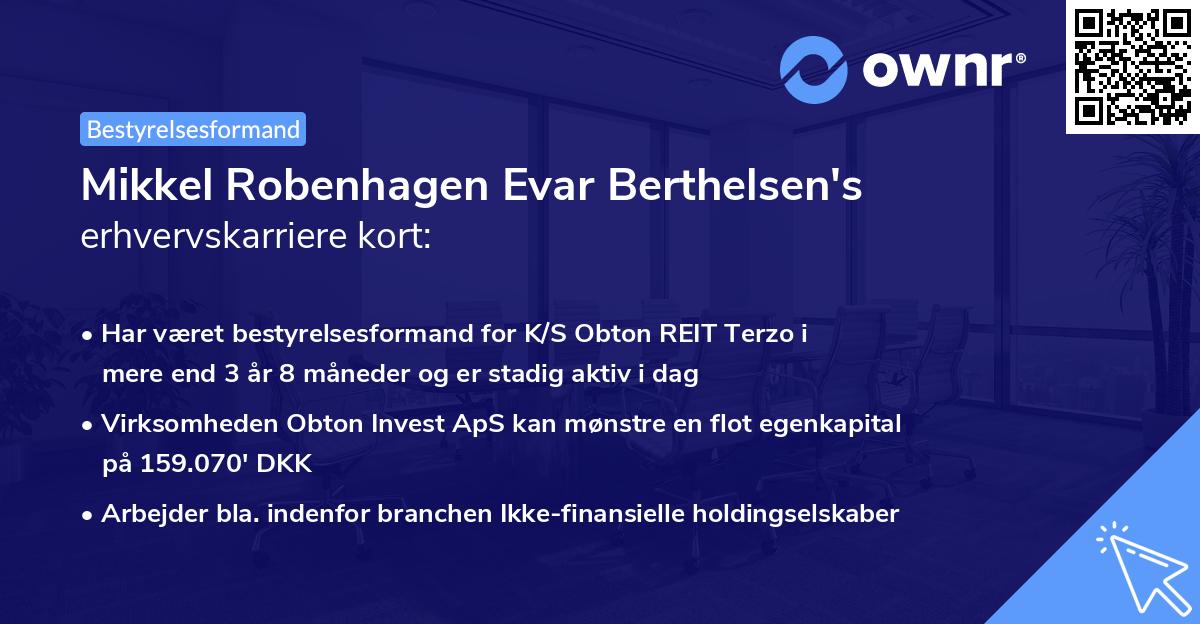 Mikkel Robenhagen Evar Berthelsen's erhvervskarriere kort