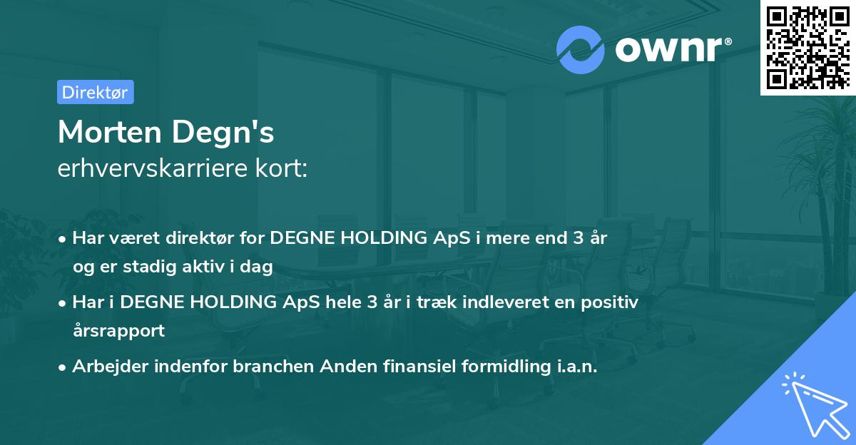 Morten Degn's erhvervskarriere kort