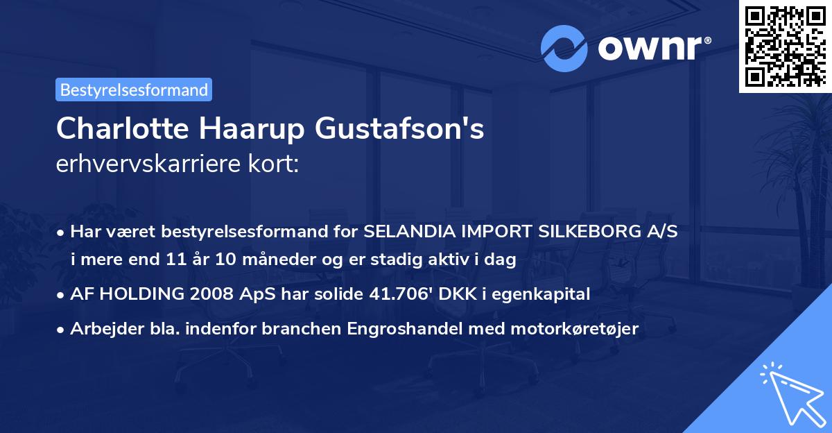 Charlotte Haarup Gustafson's erhvervskarriere kort