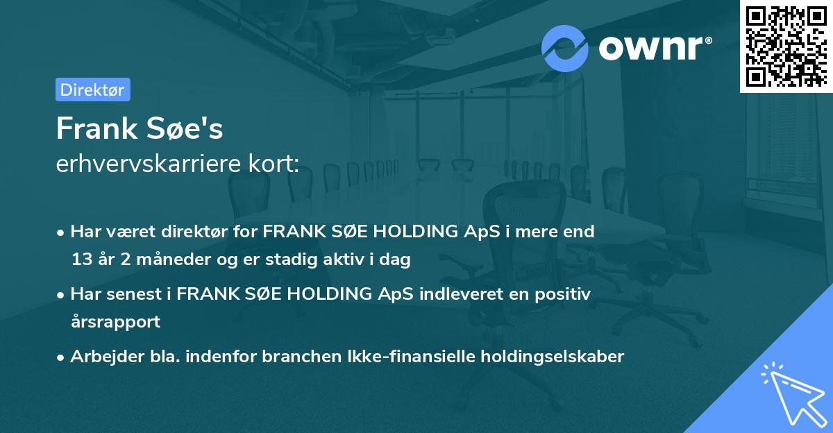 Frank Søe's erhvervskarriere kort