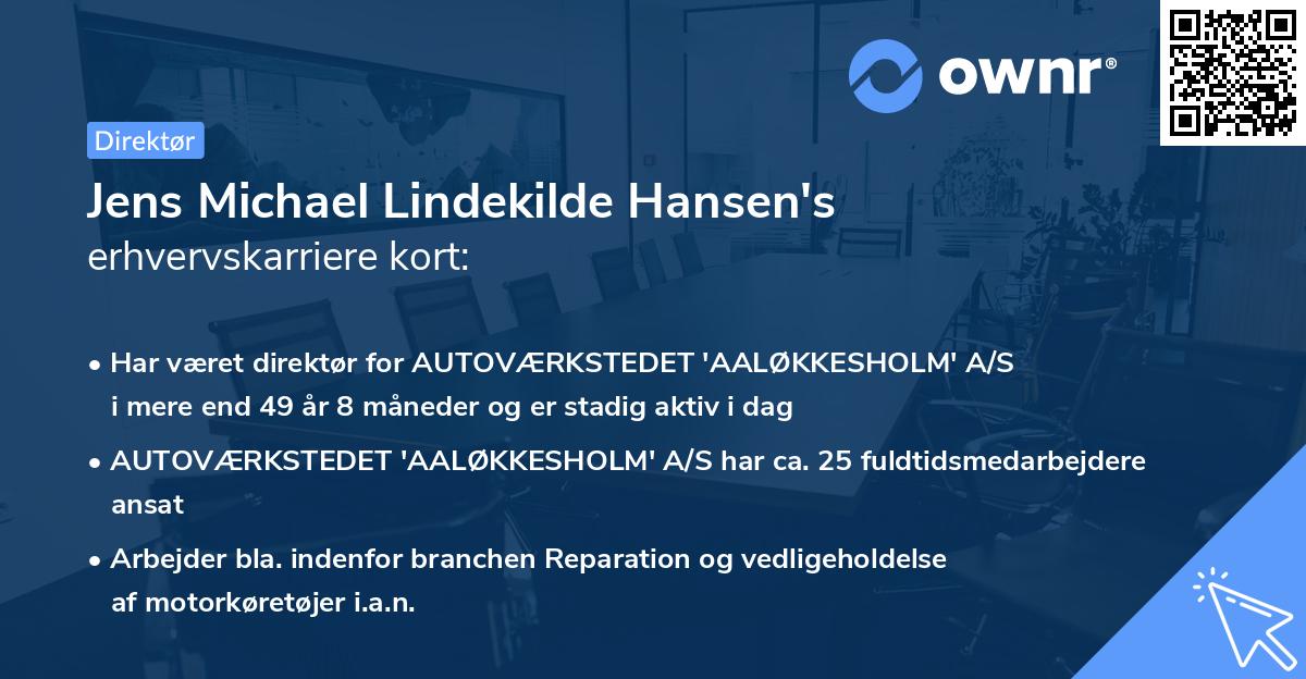 Jens Michael Lindekilde Hansen's erhvervskarriere kort