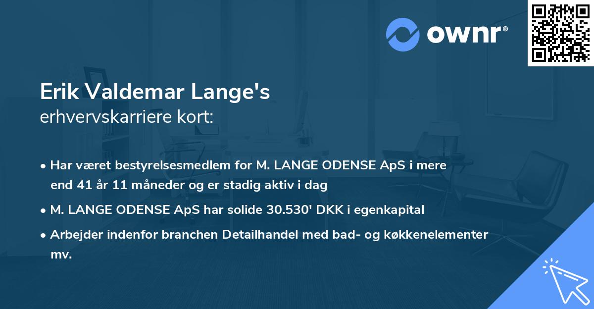 Erik Valdemar Lange's erhvervskarriere kort