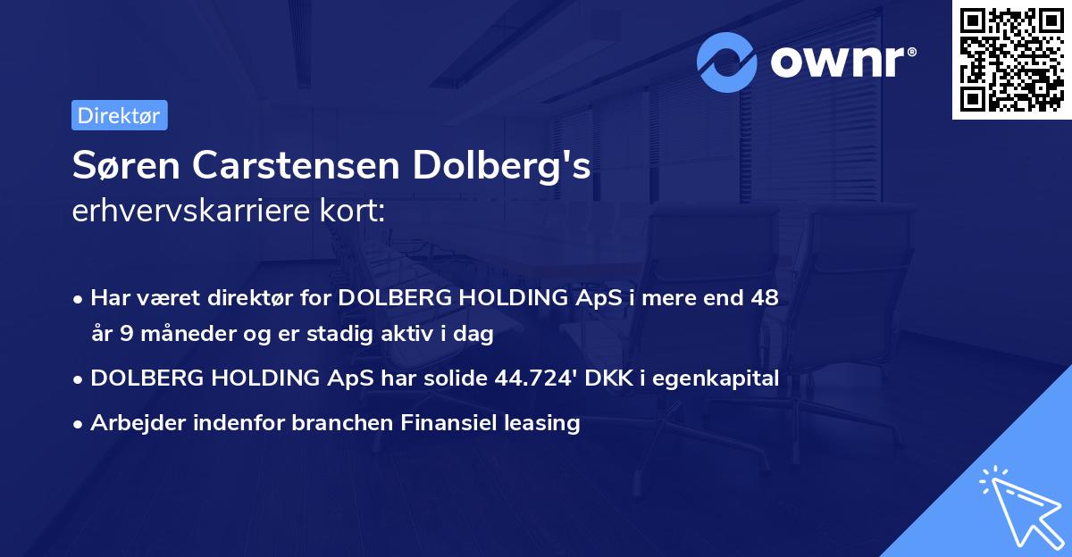 Søren Carstensen Dolberg's erhvervskarriere kort