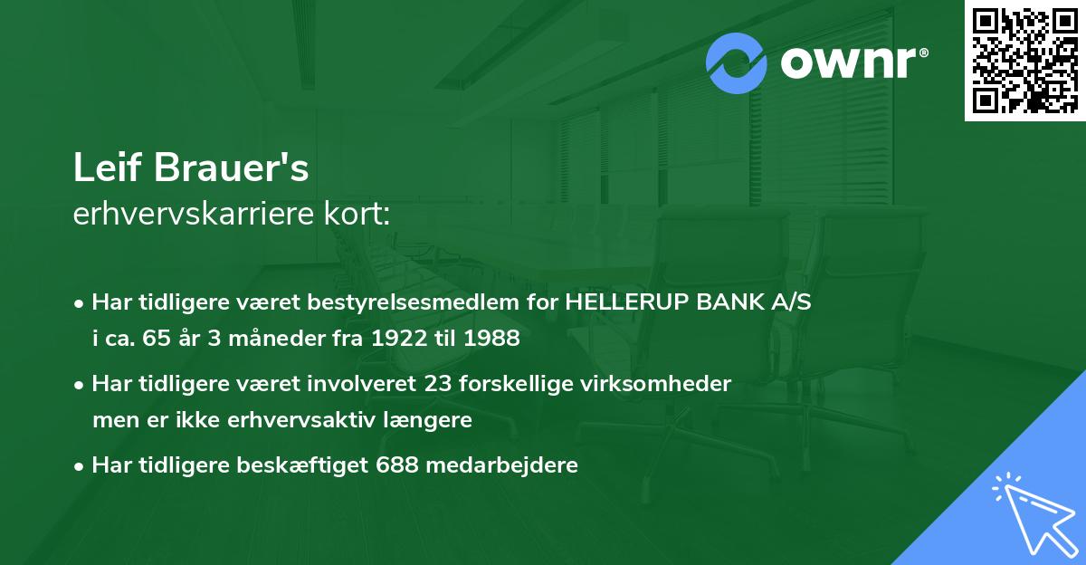 Leif Brauer's erhvervskarriere kort