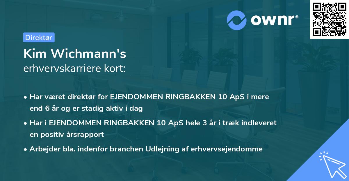 Kim Wichmann's erhvervskarriere kort