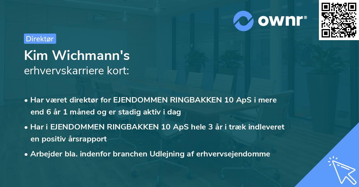 Kim Wichmann's erhvervskarriere kort