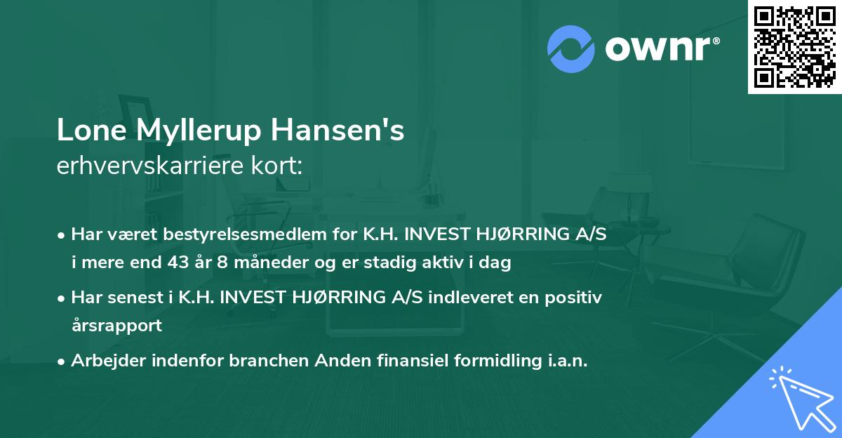 Lone Myllerup Hansen's erhvervskarriere kort