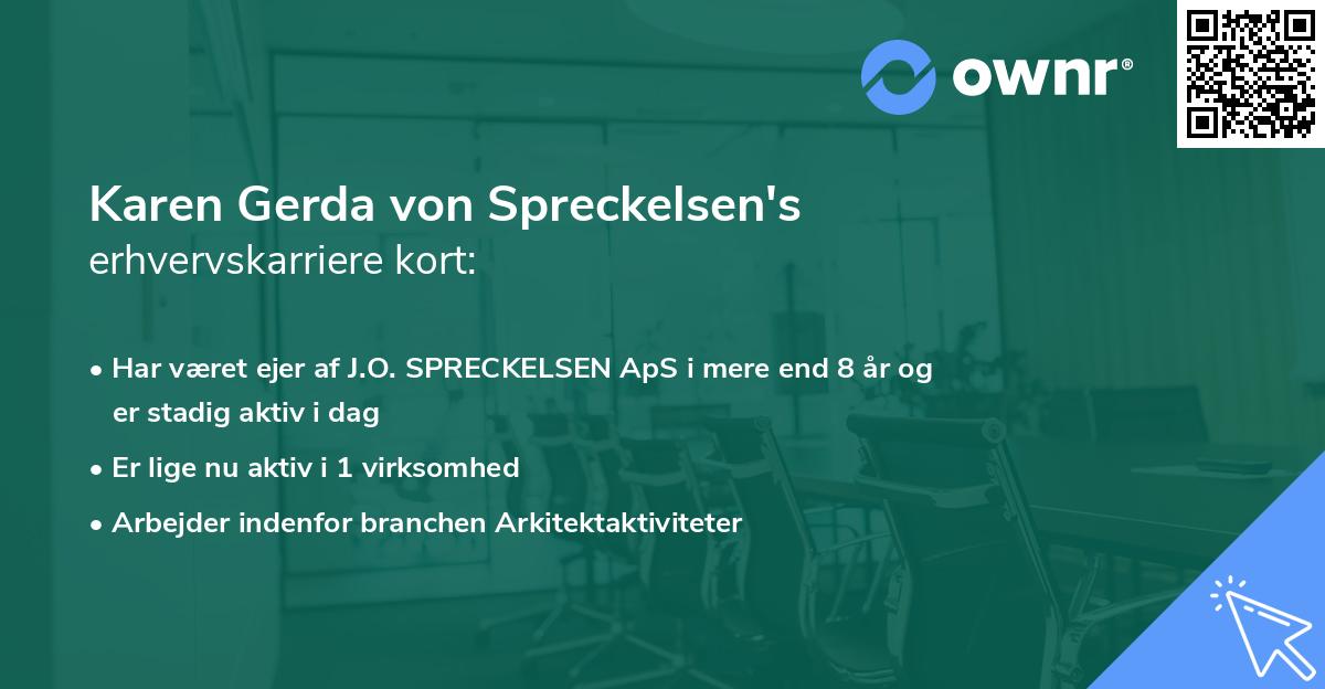 Karen Gerda von Spreckelsen's erhvervskarriere kort