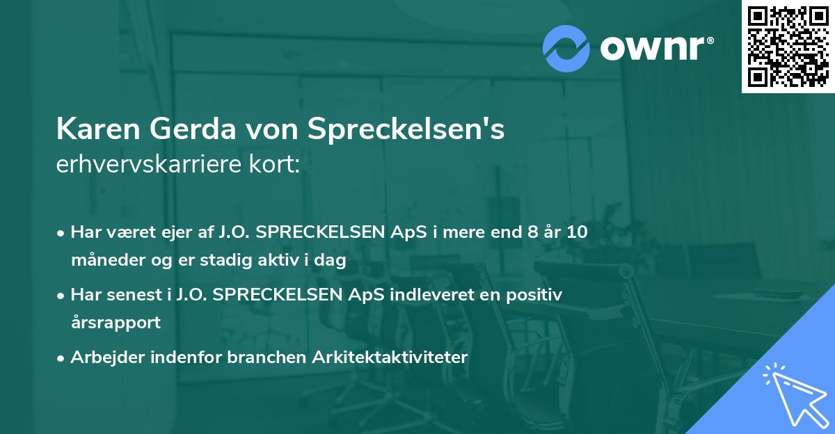 Karen Gerda von Spreckelsen's erhvervskarriere kort