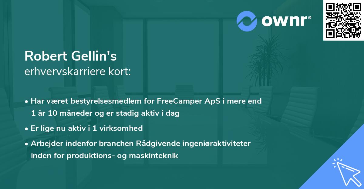Robert Gellin's erhvervskarriere kort