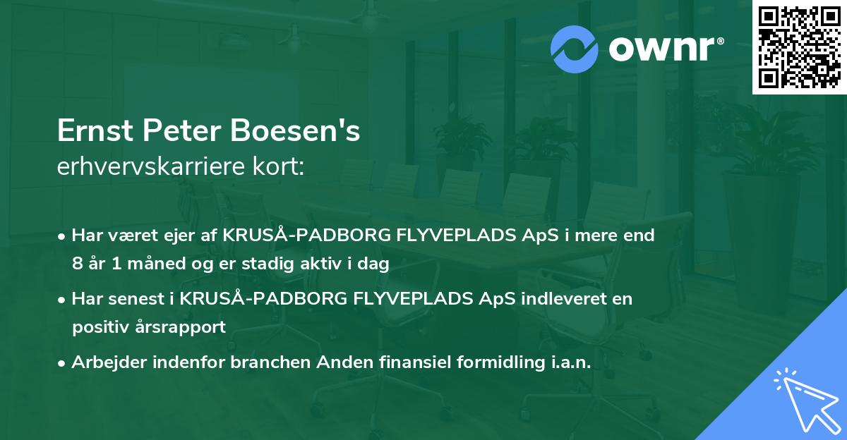 Ernst Peter Boesen's erhvervskarriere kort