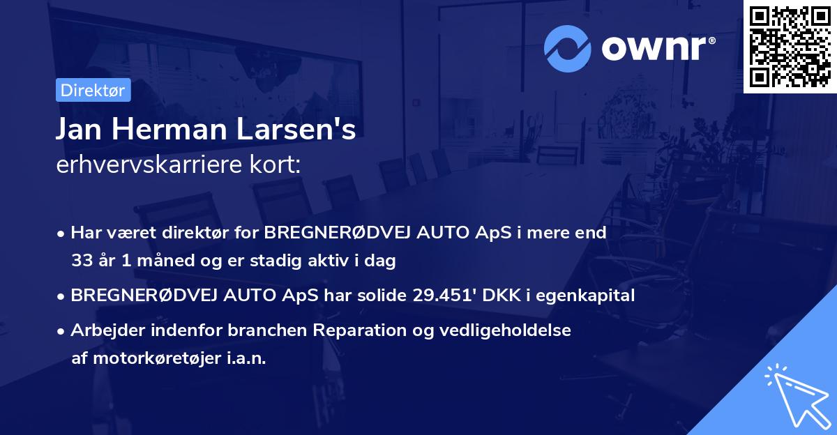 Jan Herman Larsen's erhvervskarriere kort