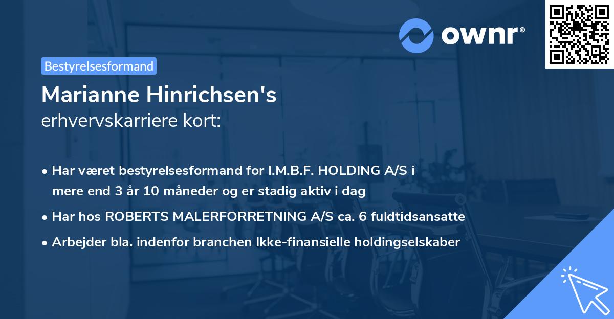 Marianne Hinrichsen's erhvervskarriere kort
