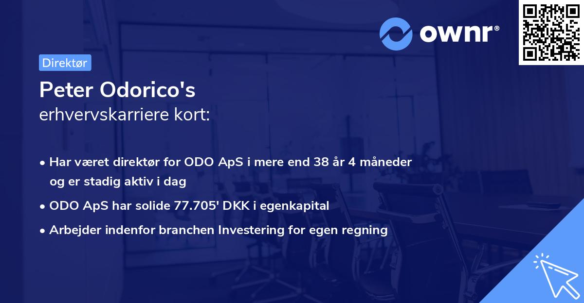 Peter Odorico's erhvervskarriere kort