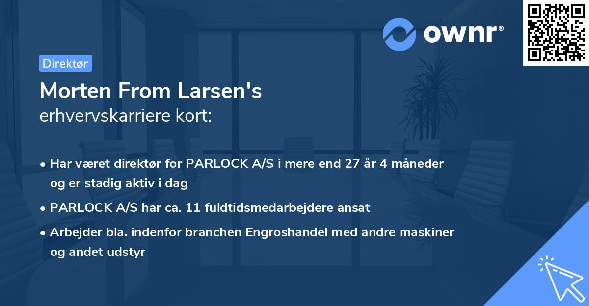 Morten From Larsen's erhvervskarriere kort